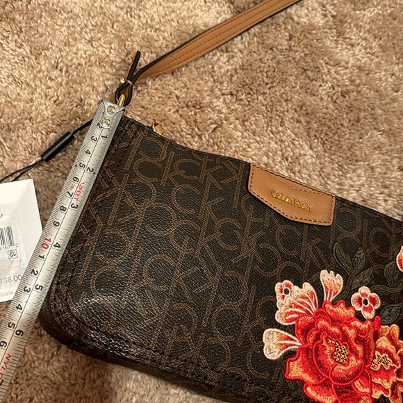 NWT Calvin Klein, shoulder bag, handbag purse, mother’s flowers roses, brown - Picture 13 of 15